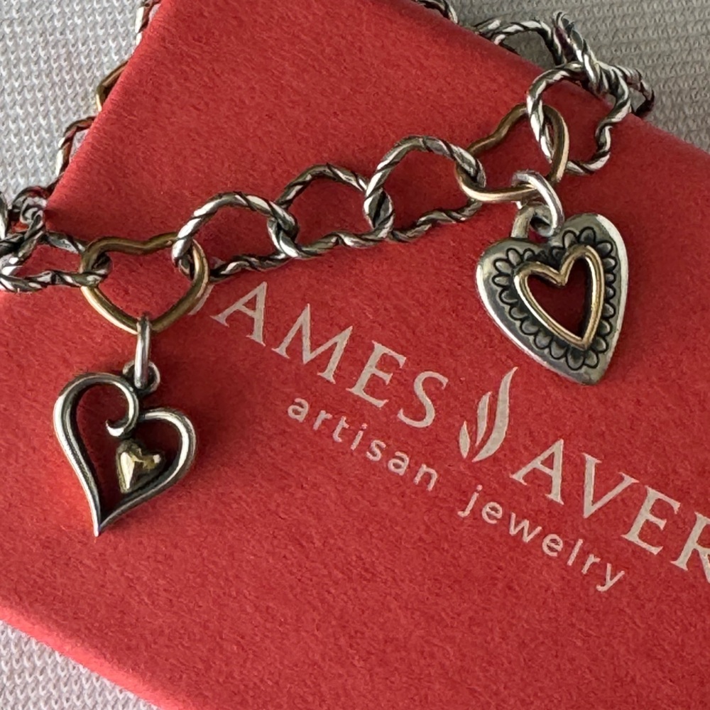 James Avery Silver & Bronze Hearts Charm Bracelet